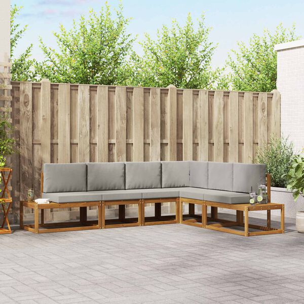 vidaXL Set de canapele de exterior 6 Bucată Gri natural și deschis