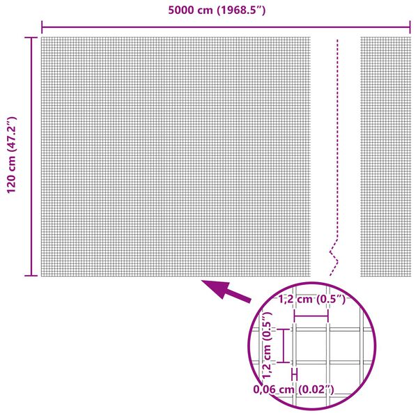 vidaXL Gard din s&acirc;rmă sudată Argintiu 1.2 x 50 m