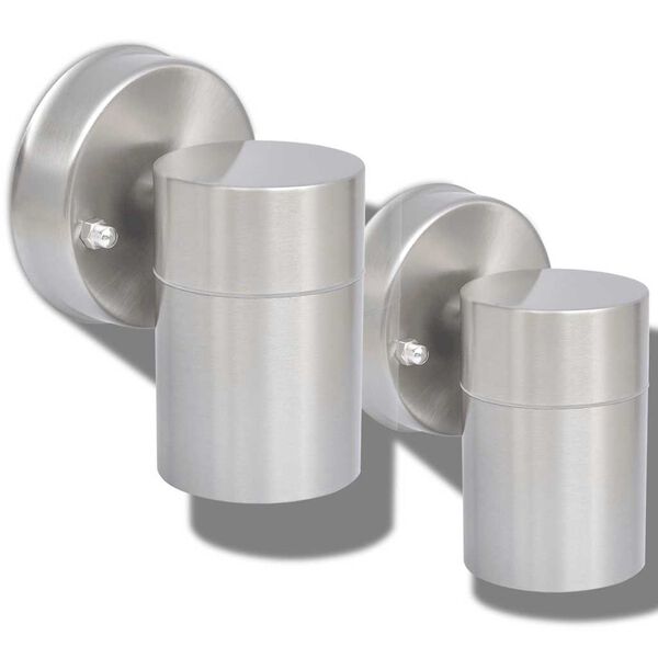 vidaXL Corp iluminat LED perete exterior 2 buc, oțel inoxidabil, jos