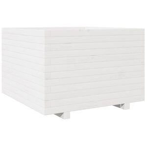 vidaXL Jardinieră de grădină, alb, 70x70x49,5 cm, lemn masiv de pin