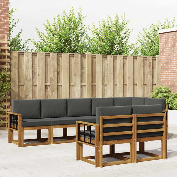 vidaXL Set de canapele de exterior cu pernă 8 pcs Natural și Antracit