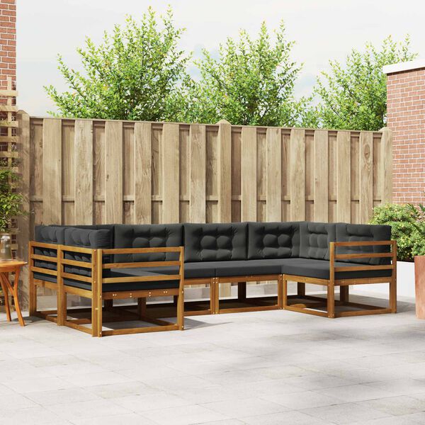 vidaXL Set de canapele de exterior cu pernă 6 pcs Natural și Antracit