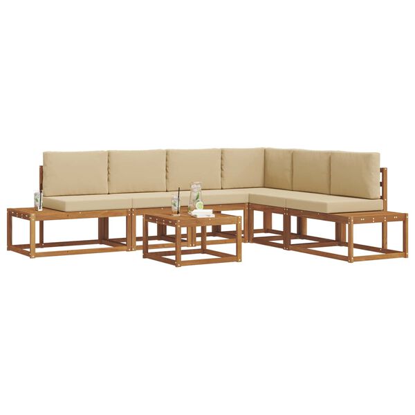 vidaXL Set de canapele de exterior cu pernă 7 Bucată Natural și Bej
