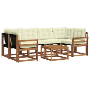 vidaXL Set de canapele de exterior cu pernă 7 pcs Natural și Crem