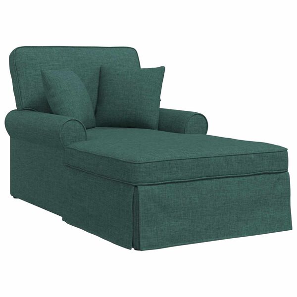 vidaXL Chaise Lounge cu fustă Verde &icirc;nchis 91 x 157 x 91 cm țesătură