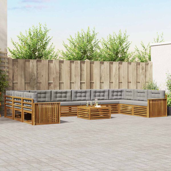 vidaXL Seturi de canapele cu pernă 11 pcs Gri natural și deschis