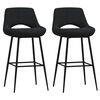 vidaXL Scaune de bar, 2 buc., negru, catifea