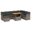 vidaXL Set canapele de grădină, 9 piese, cu perne, gri, poliratan