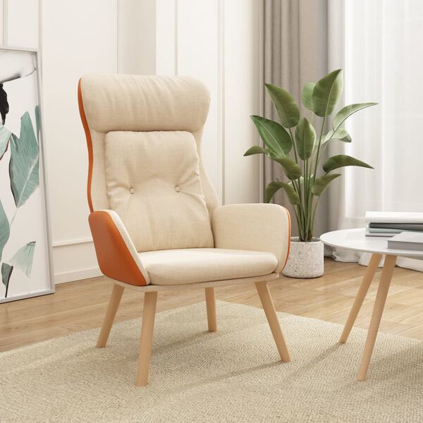 vidaXL Scaun de relaxare, crem, material textil și PVC