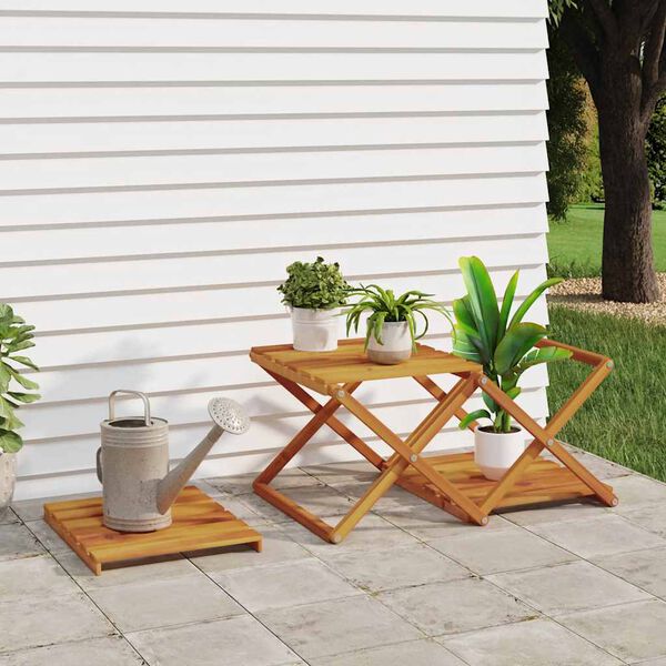 vidaXL Raft pliabil cu 3 niveluri, maro, 43x31x63 cm lemn masiv acacia