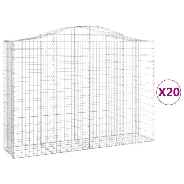 vidaXL Coșuri gabion arcuite 20 buc, 200x50x140/160cm, fier galvanizat