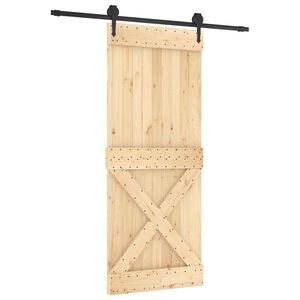 vidaXL Ușă glisantă Natural și Negru 85 x 210 cm Lemn de Pin Solid