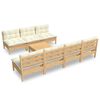vidaXL Set mobilier de grădină cu perne crem, 8 piese, lemn de pin