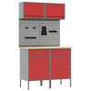 vidaXL Set de dulapuri de lucru cu sertar cu raft Manual 6 buc. Roșu