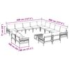 vidaXL Set de canapele pentru grădină cu pernă 14 pcs Negru Oțel