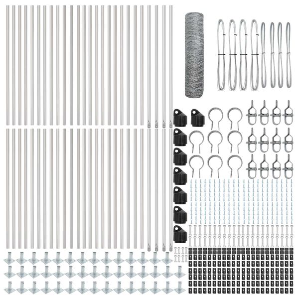 vidaXL St&acirc;lp de gard. Argintiu 100 x 0,5 m (plasă de 50 mm) Oțel