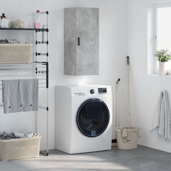 vidaXL Dulap montat pe perete, gri beton, 34,5x34x90 cm