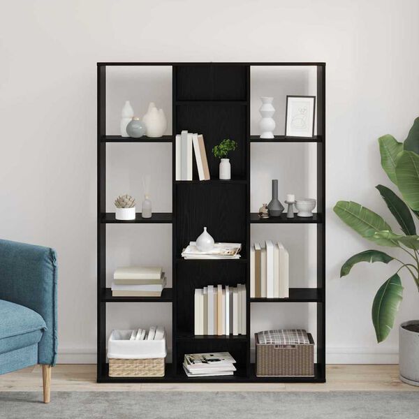 vidaXL Separator de cameră cu raft Stejar negru 100 x 24 x 140 cm