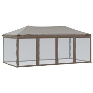 vidaXL Cort pliabil pentru petrecere pereți laterali, gri taupe, 3x6 m