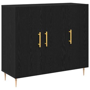 vidaXL Bufet Stejar Negru 90 x 34 x 80 cm Lemn prelucrat