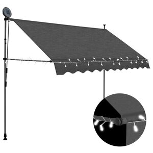 vidaXL Copertină retractabilă manual cu LED, antracit, 250 cm
