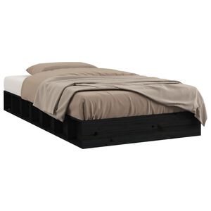 vidaXL Cadru de pat mic single, negru, 75x190 cm, lemn masiv