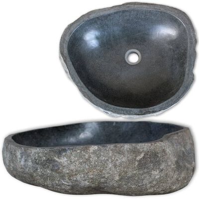 vidaXL Chiuvetă din piatră de râu, 46-52 cm, oval