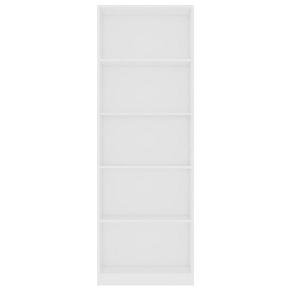 vidaXL Bibliotecă cu 5 rafturi, alb, 60x24x175 cm, lemn prelucrat