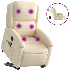 vidaXL Fotoliu electric de masaj rabatabil cu ridicare, crem, textil
