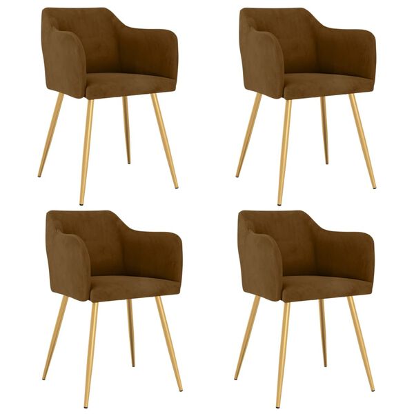vidaXL Scaune de bucătărie, 4 buc., maro, catifea