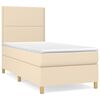 vidaXL Pat box spring cu saltea, crem, 90x200 cm, textil