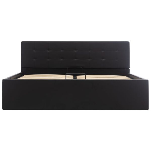 vidaXL Cadru pat hidraulic, depozitare, negru 160 x 200 cm, piele eco