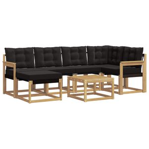 vidaXL Set de canapele de exterior cu pernă 7 pcs Alb și negru