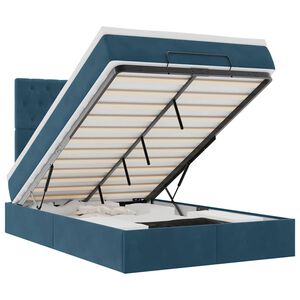 vidaXL Cadru pat otoman cu saltele Albastru &icirc;nchis 120x190cm catifea