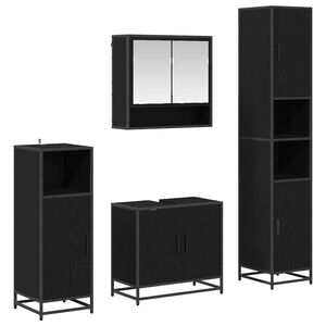vidaXL Set de mobilier pentru baie 4 pcs Stejar Negru Lemn compozit