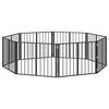 vidaXL Poartă pentru c&acirc;ini 8 buc. Negru 80 x 60 cm Oțel Galvanizat
