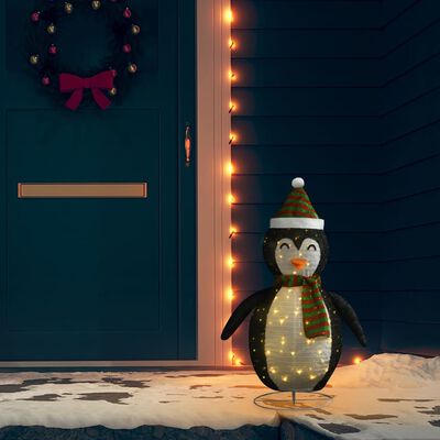 vidaXL Figurină pinguin decorativă de Crăciun, LED, 90 cm țesătură lux