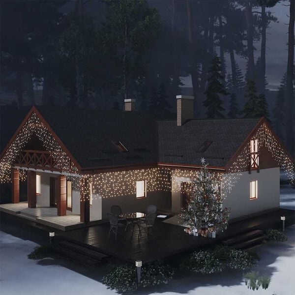 vidaXL Lumini de perdea tip gheață 400 LED-uri alb cald 10 m 8 funcții