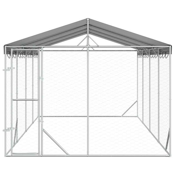 vidaXL Padoc de exterior cu acoperiș argintiu 3x6x2,5m oțel galvanizat