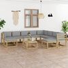 vidaXL Set mobilier grădină cu perne, 11 piese, lemn tratat de pin