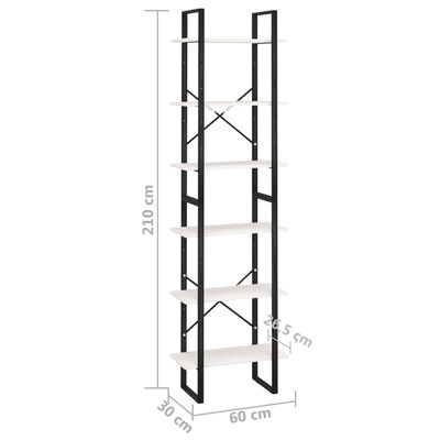 vidaXL Raft de depozitare, alb, 60x30x210 cm, lemn masiv de pin