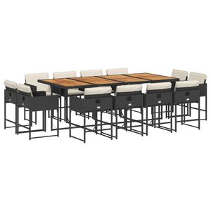 vidaXL Set mobilier de grădină cu perne, 13 piese, negru, poliratan