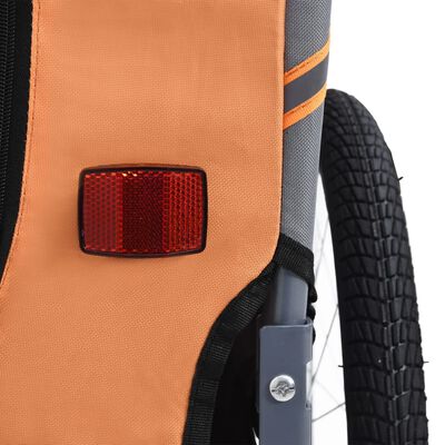 vidaXL Remorcă de bicicletă pentru animale companie, portocaliu și gri