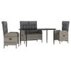 vidaXL Set mobilier de grădină cu perne, 4 piese, gri, poliratan