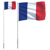 vidaXL Steag Franța și stâlp din aluminiu, 5,55 m