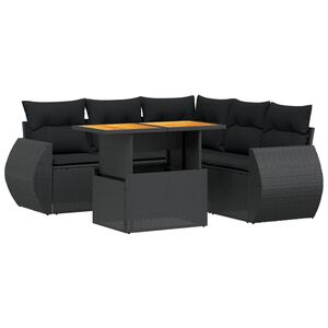 vidaXL Set mobilier de grădină cu perne, 6 piese, negru, poliratan