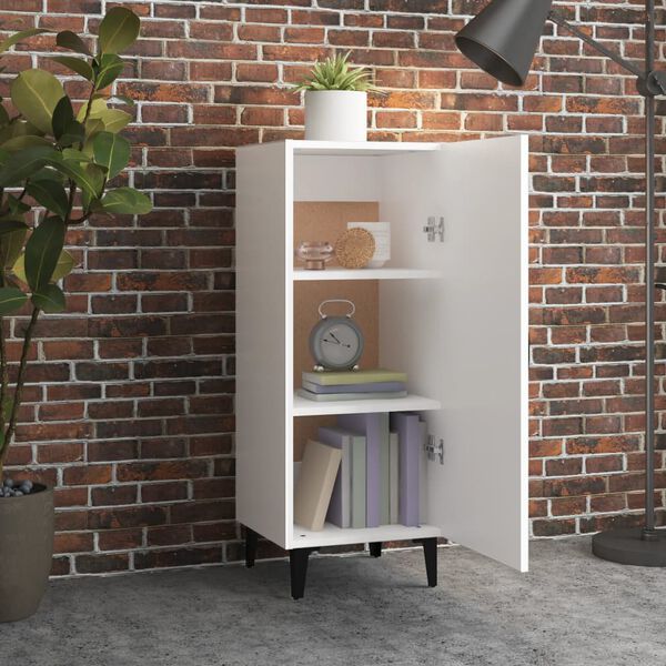 vidaXL Servantă, alb, 34,5x34x90 cm, lemn compozit