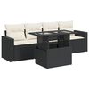 vidaXL Set mobilier de grădină cu perne, 5 piese, negru, poliratan