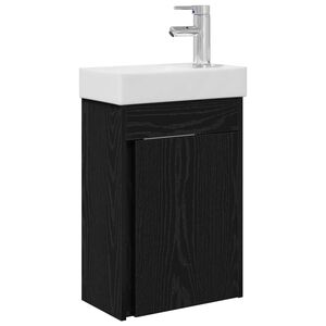 vidaXL Unitate de baie cu robinet Stejar Negru 40,5 x 22,5 x 62 cm