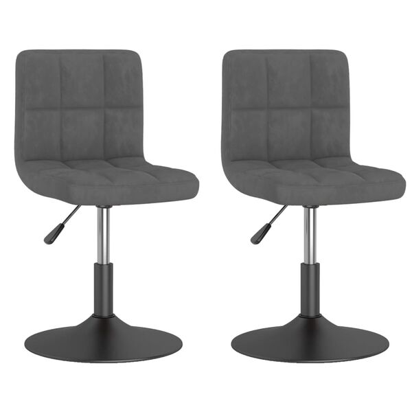 vidaXL Scaune de bucătărie pivotante, 2 buc, gri închis, catifea